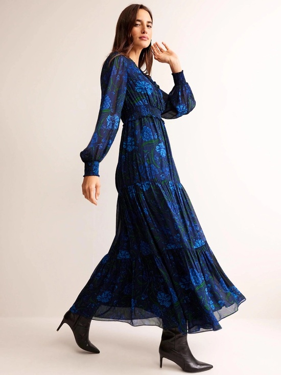 Boden Dresses & Skirts - BODEN Floral Ruffle-Neck Chiffon Maxi Dress - SIZE 6